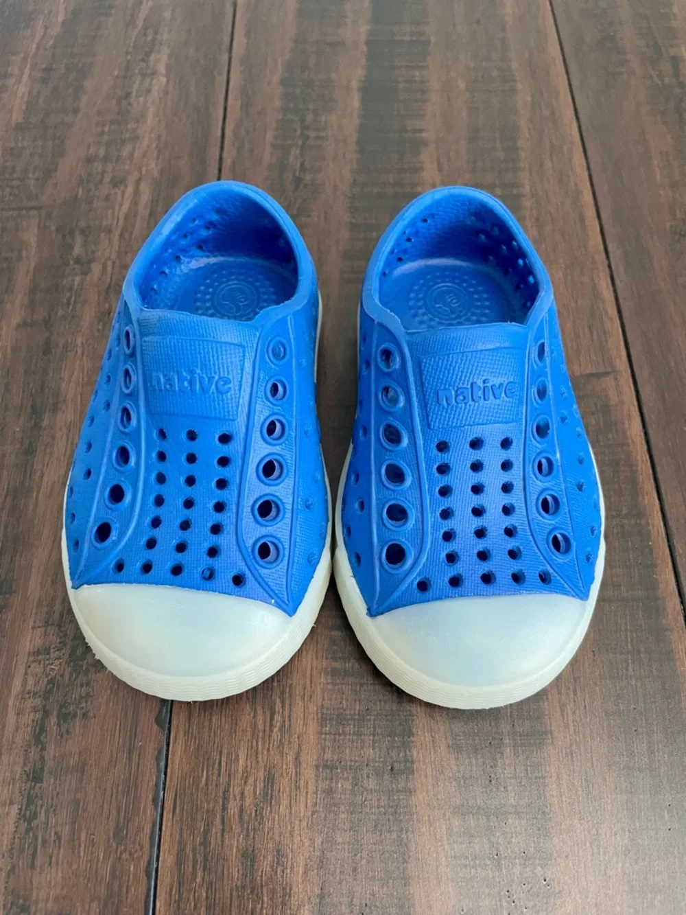 Native Jefferson Style Blue Glow in the Dark Slip On Toddler Shoes